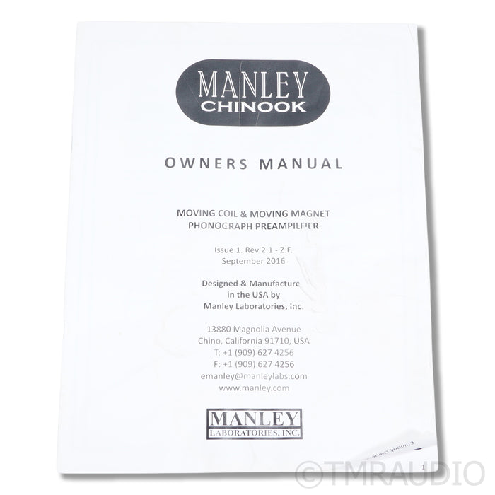 Manley Laboratories Chinook SE Tube MM/MC Phono Preamplifier