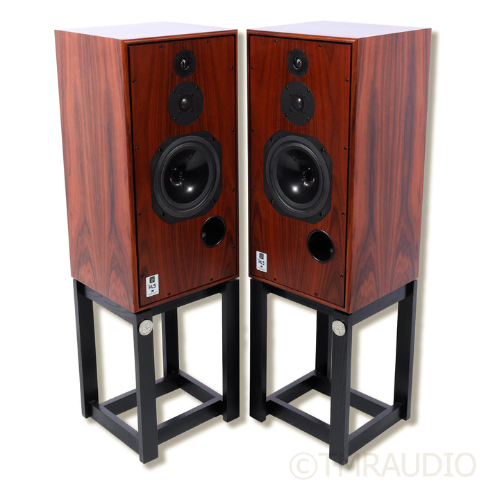 Harbeth SHL5plus XD Bookshelf Speakers; Rosewood; Resonant Woods Stands