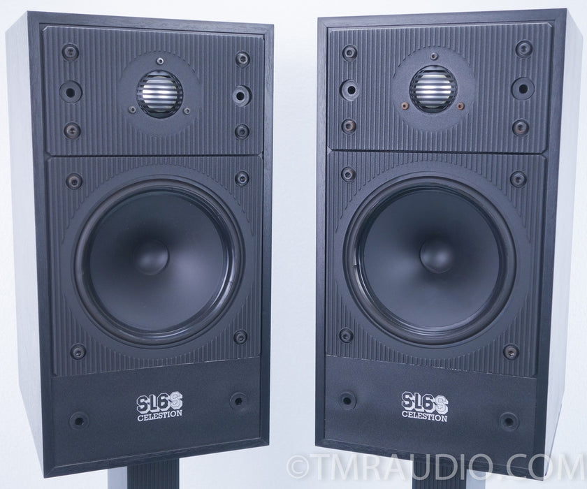 Celestion SL6S Bookshelf Speakers w/ Matching Stands AS-IS (cracked surrounds)