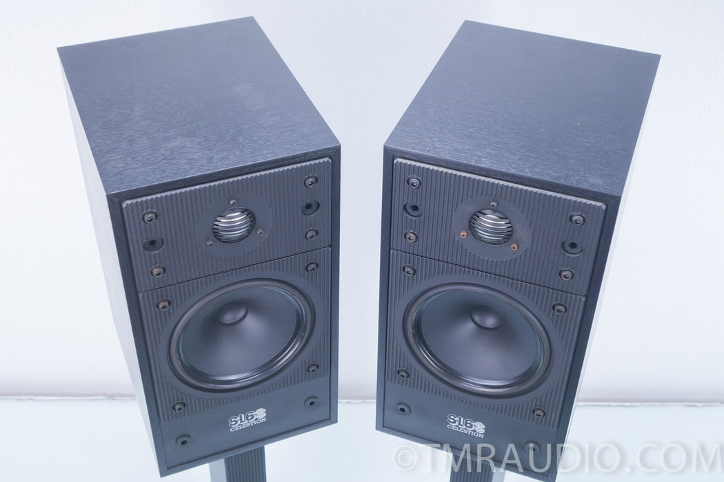 Celestion SL6S Bookshelf Speakers w/ Matching Stands AS-IS (cracked surrounds)