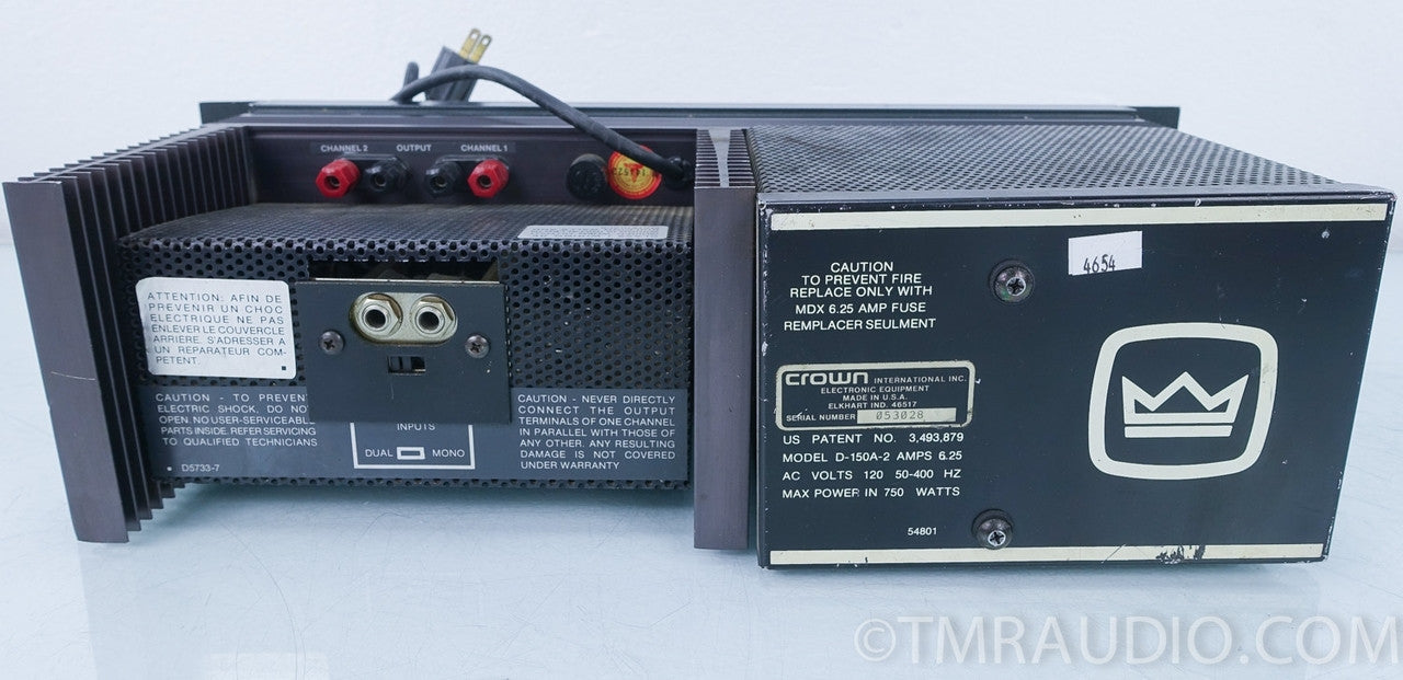 Crown D-150a Series II Amplifier AS-IS (one channel bad)