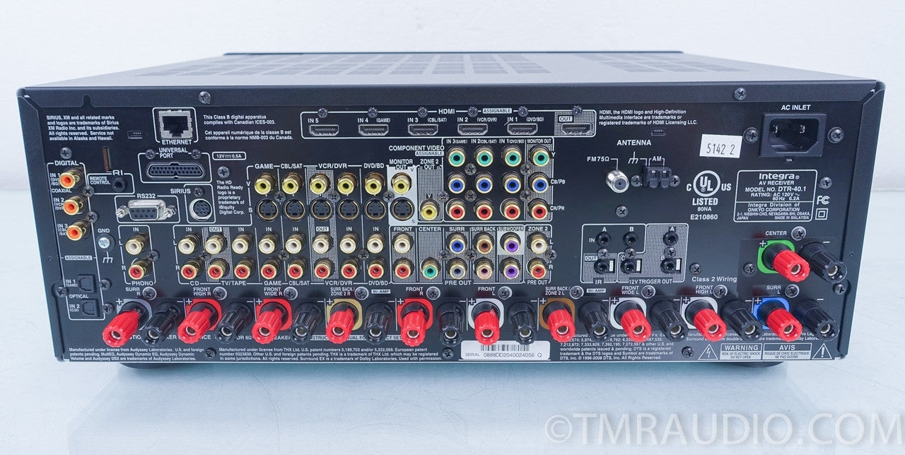 INTEGRA DTR-40.1 THX Select2 Plus, 2-Zone, 7.2 Channel 100 w Network Receiver