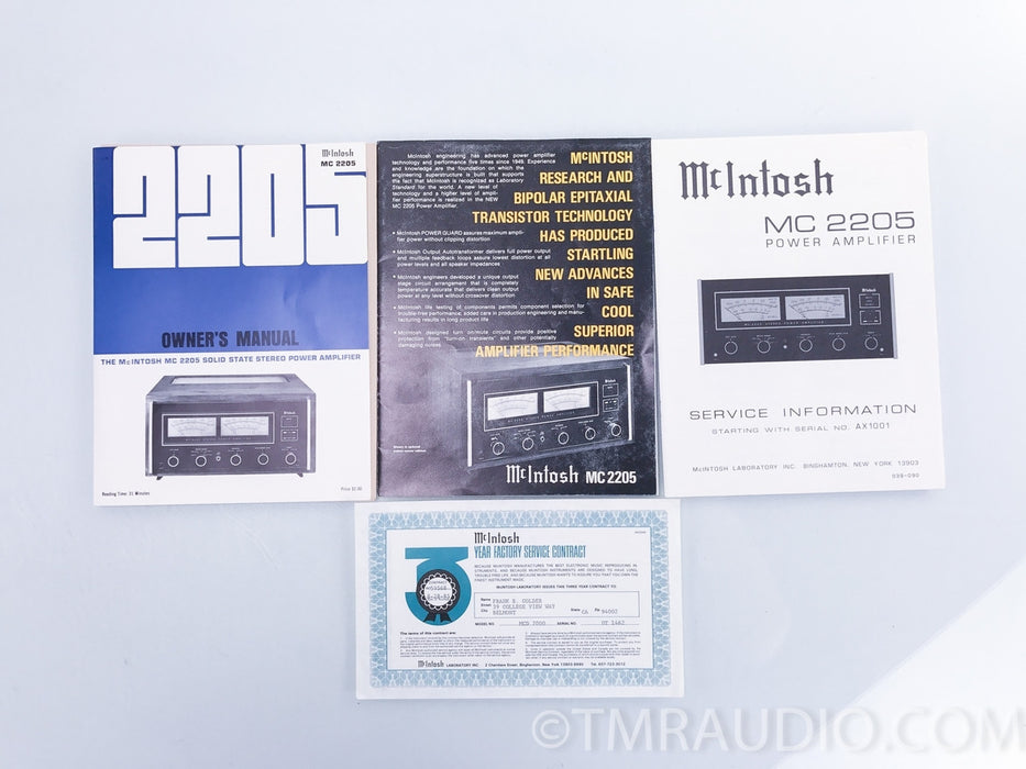 McIntosh MC2205 Vintage Stereo Power Amplifier