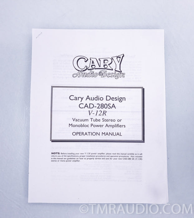 Cary CAD-280SA V-12R Stereo / Mono Tube Power Amplifier