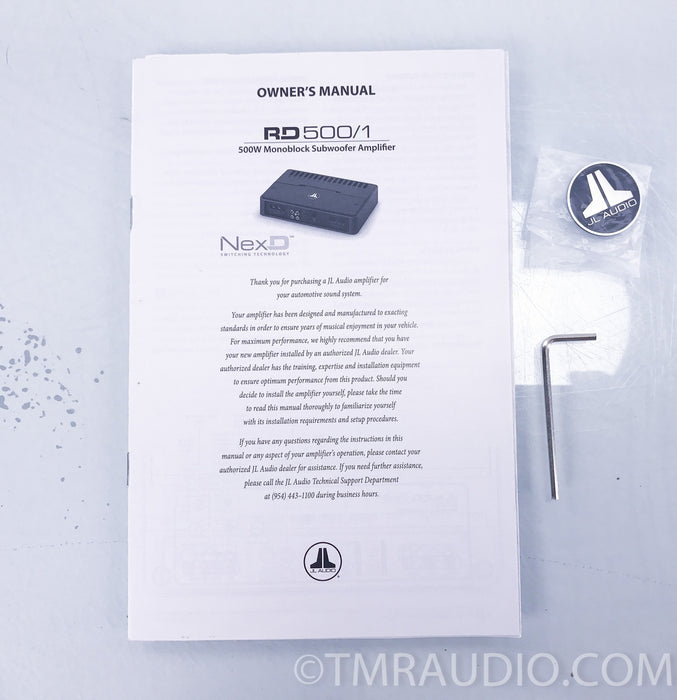 JL Audio RD500/1 Mono Car Subwoofer Amplifier
