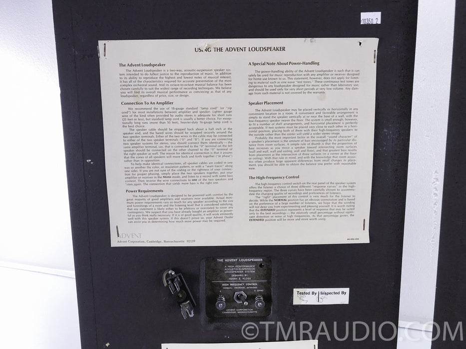 The Advent Loudspeaker Vintage Speakers