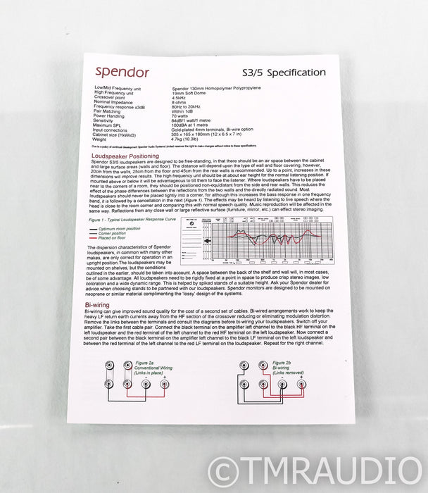 Spendor S3/5 Bookshelf Speakers; Light Cherry Pair; S-3/5