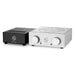 Silver ModWright PH 9.0XT Tube Phono Stage with black power supply on white background