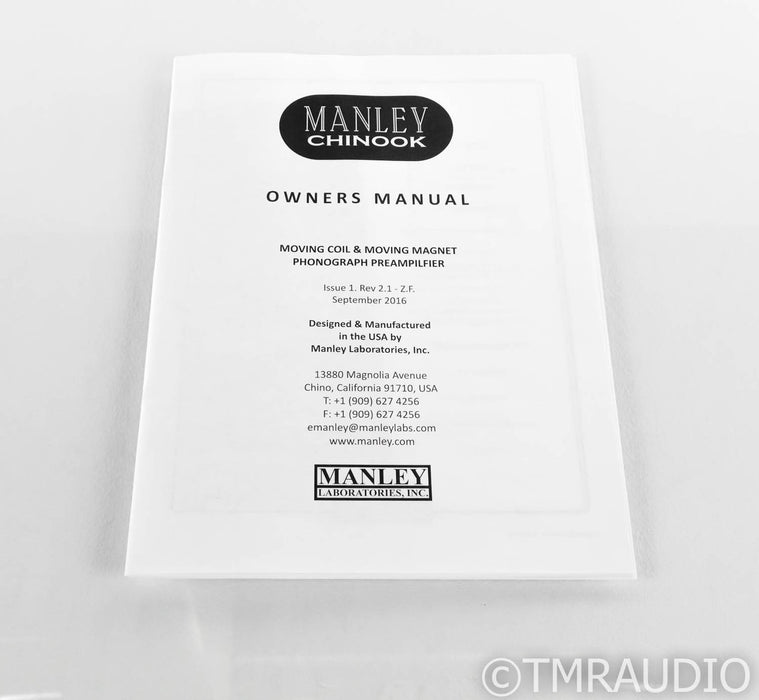 Manley Chinook SE Gramaphone Stereo Tube Preamplifier; MM / MC Phono; MKI