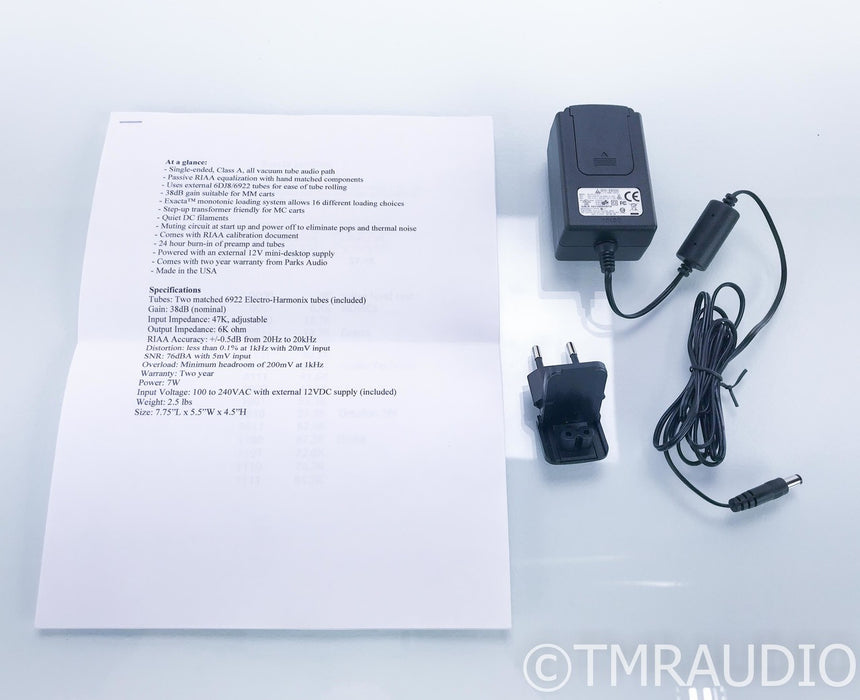 Parks Audio Budgie MM Tube Phono Preamplifier; Moving Magnet; Low Hours