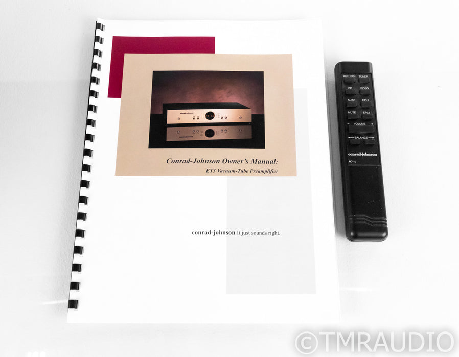 Conrad Johnson ET3 Stereo Tube Preamplifier; ET-3; Remote