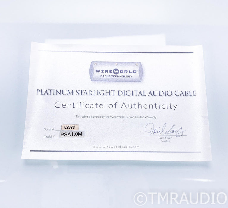 Wireworld Platinum Starlight XLR Digital Cable; 1m AES/EBU Interconnect