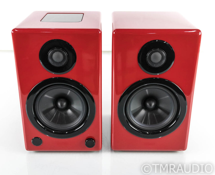 AktiMate Mini Powered Bookshelf Speakers; Red Pair; iPod Dock; Remote