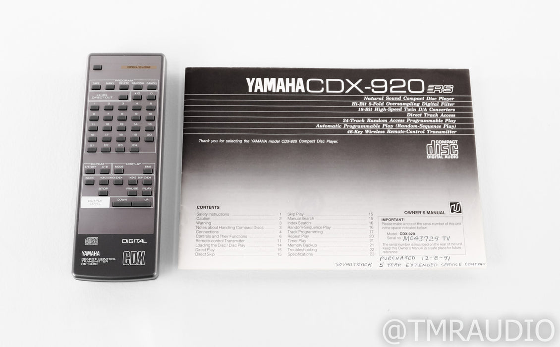 Yamaha CDX-920 Vintage CD Player; CDX920; Remote