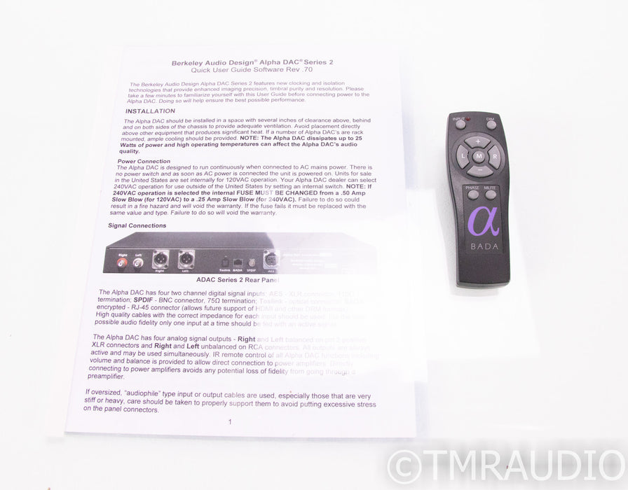 Berkeley Alpha DAC Series 2; D/A Converter; Remote