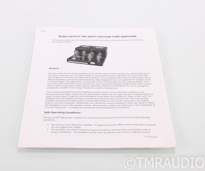 Carver Audio Black Beauty 305 Mono Tube Power Amplifier