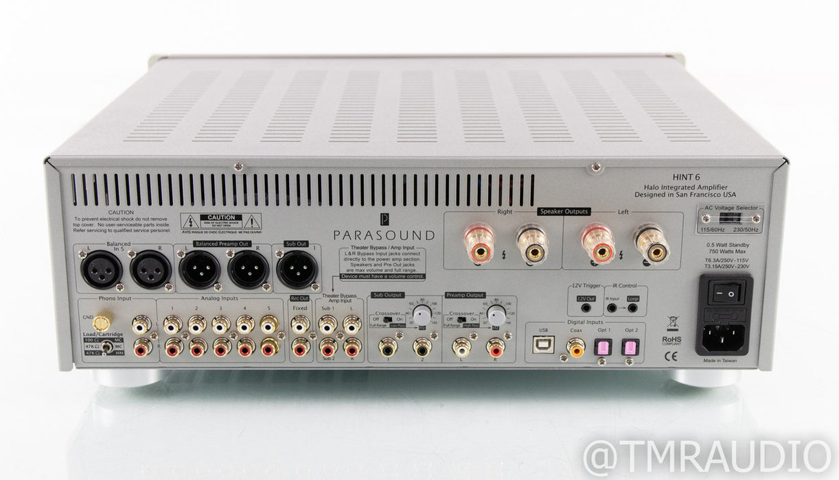 Parasound Halo HINT 6 Stereo Integrated Amplifier; Remote; MM / MC Phono