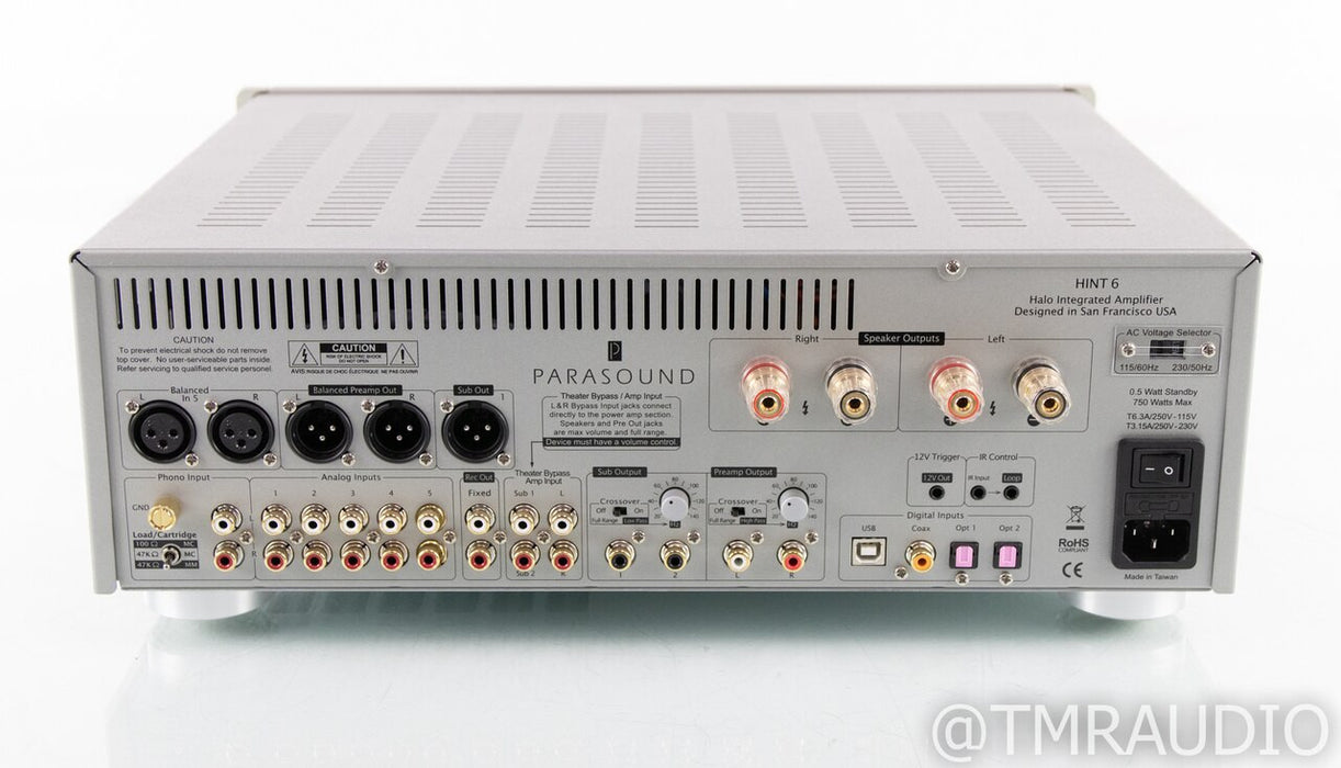 Parasound Halo HINT 6 Stereo Integrated Amplifier; Remote; MM / MC Phono