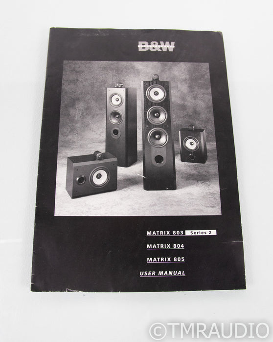 B&W Matrix 805 Bookshelf Speakers; Black Ash Pair