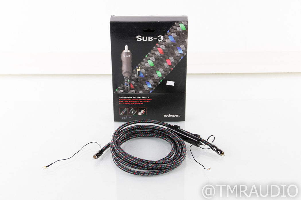 Audioquest Sub-3 Subwoofer RCA Cable; Single 3m Interconnect; 48v DBS