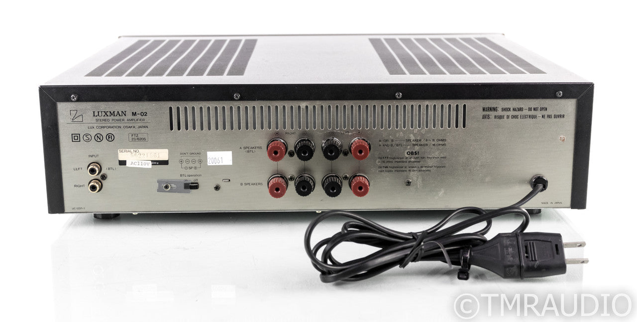 Luxman M-02 Vintage Stereo Power Amplifier; M02; 110V