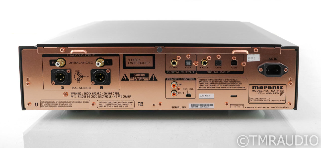 Marantz SA-11S3 CD / SACD Player; SA11S3; Black; Remote