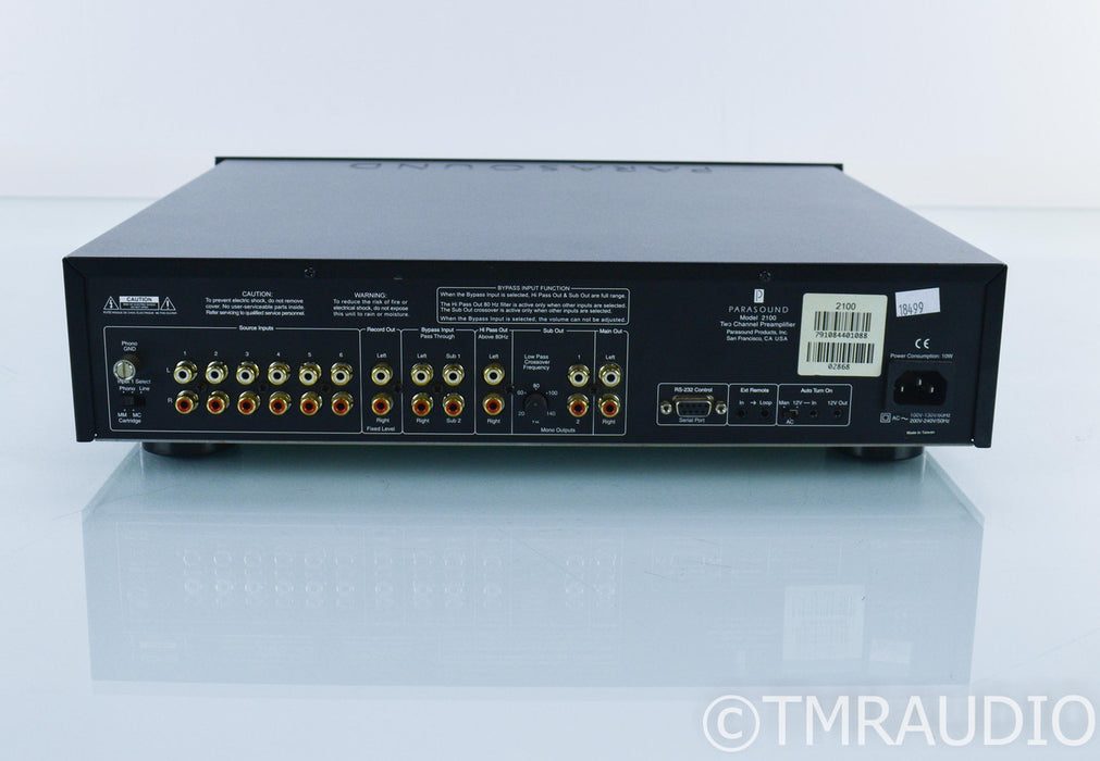 Parasound Model 2100 Stereo Preamplifier; Remote; MM / MC Phono