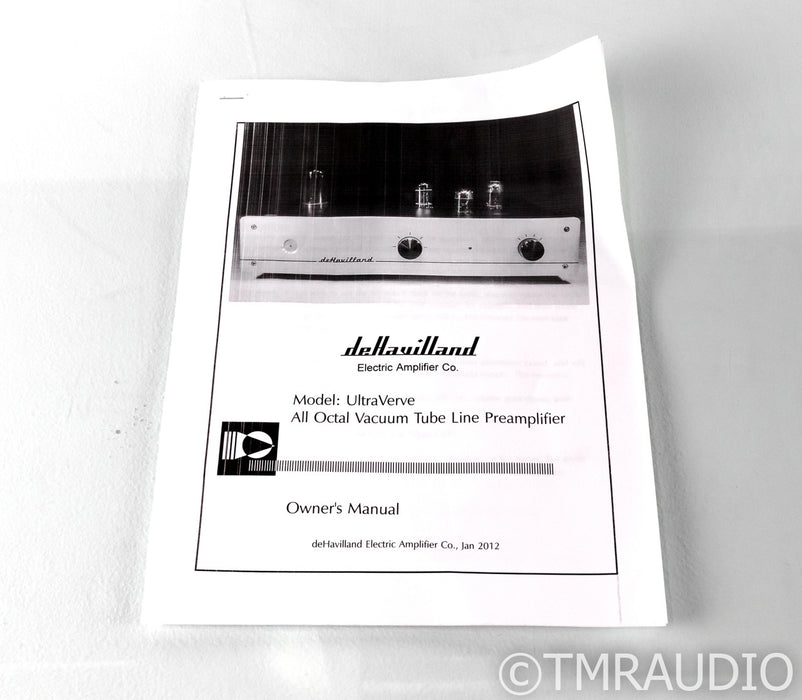 DeHavilland UltraVerve III Stereo Tube Preamplifier; Ultra Verve 3 (No Remote)