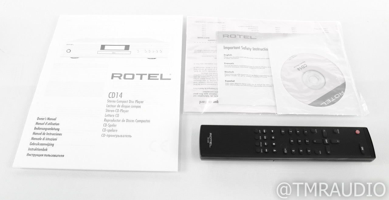 Rotel CD14 CD Player; CD-14; Remote; Silver