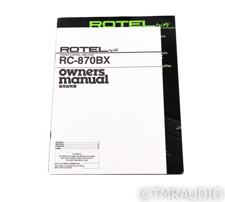 Rotel RC-870BX Stereo Preamplifier; RC807BX