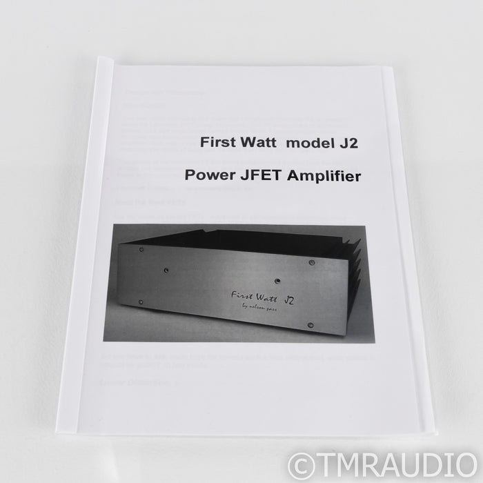 First Watt J2 Stereo Power Amplifier; J-2; Nelson Pass