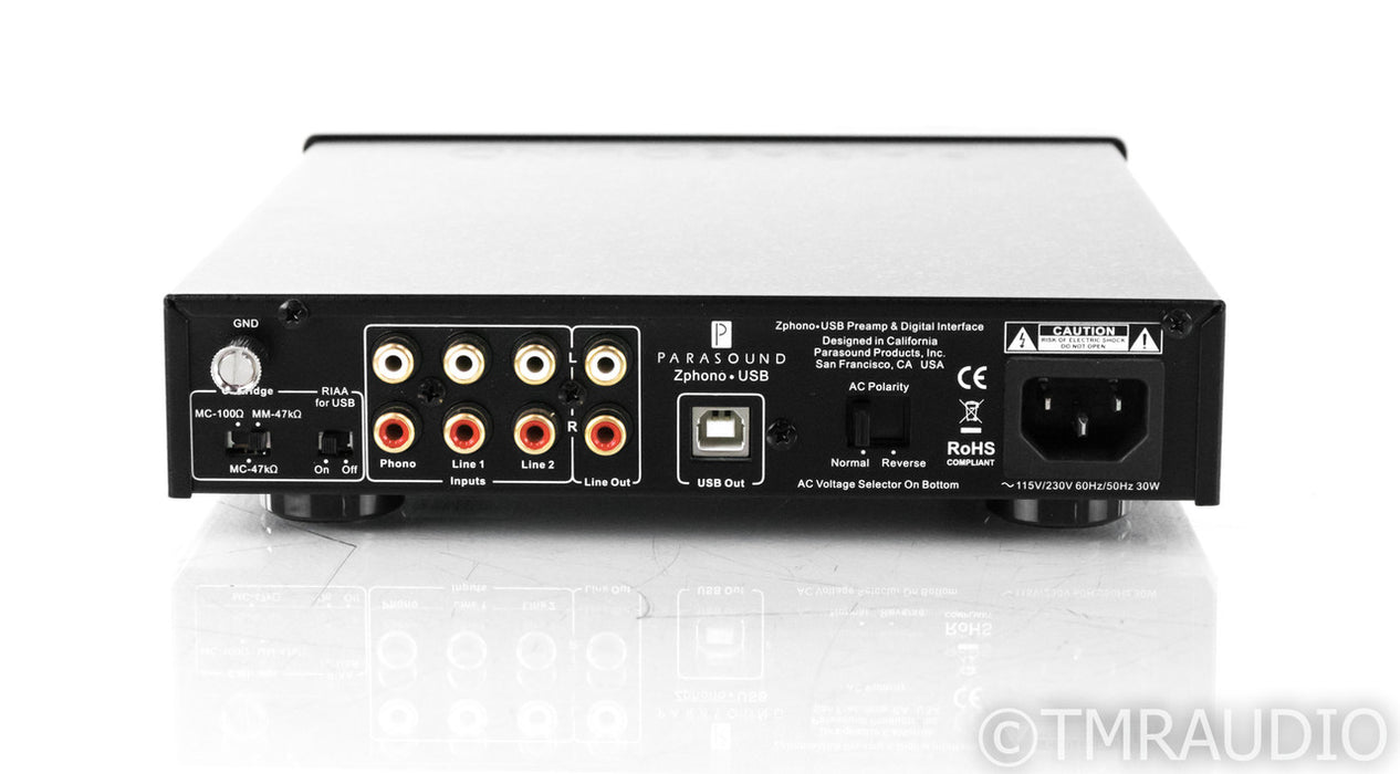 Parasound Zphono USB MM / MC Phono Preamplifier; Digital Interface; A/D Converter