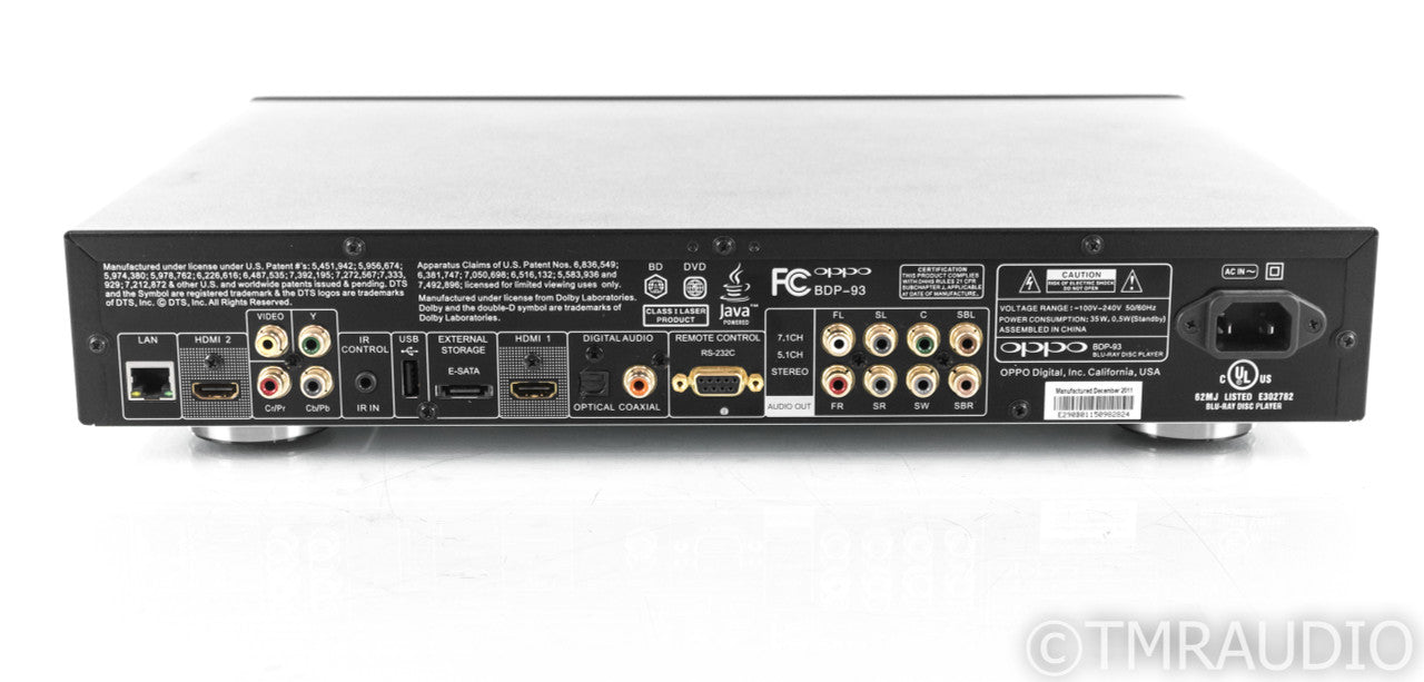 Oppo BDP-93 Universal Blu-Ray Player; BDP93; Remote