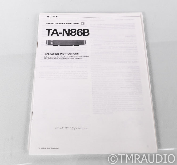 Sony TA-N86B Vintage Stereo Power Amplifier; TAN86B; US Version