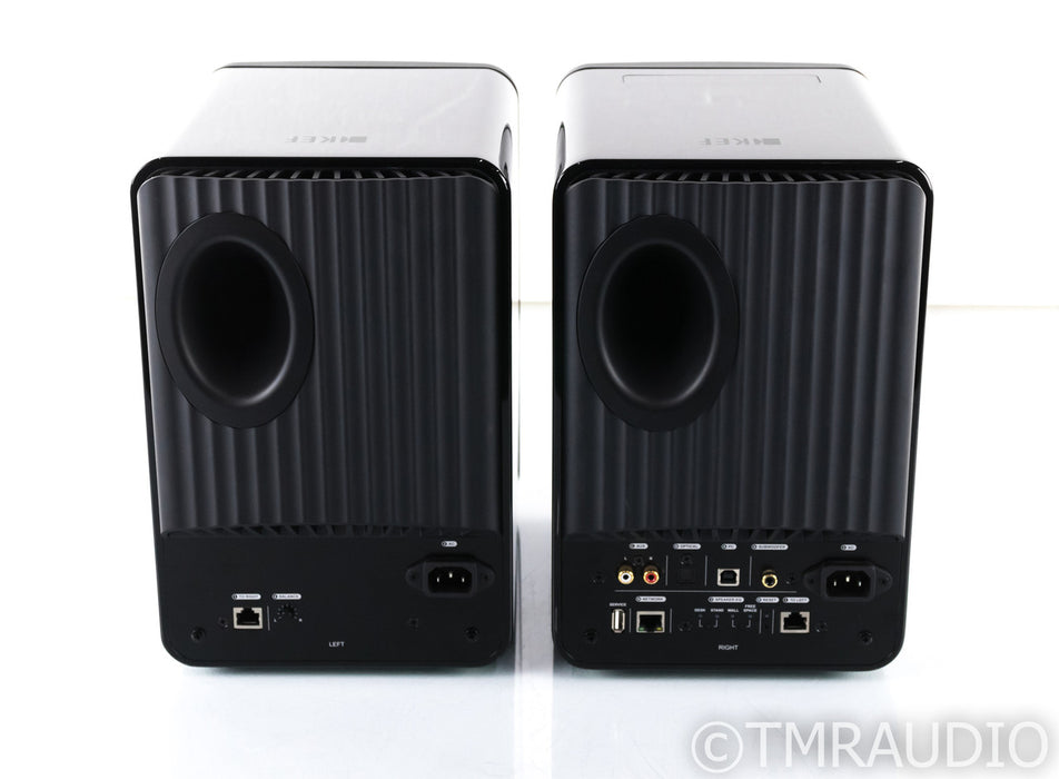KEF LS50W Wireless Powered Bookshelf Speakers; Gloss Black / Blue Pair; LS-50W