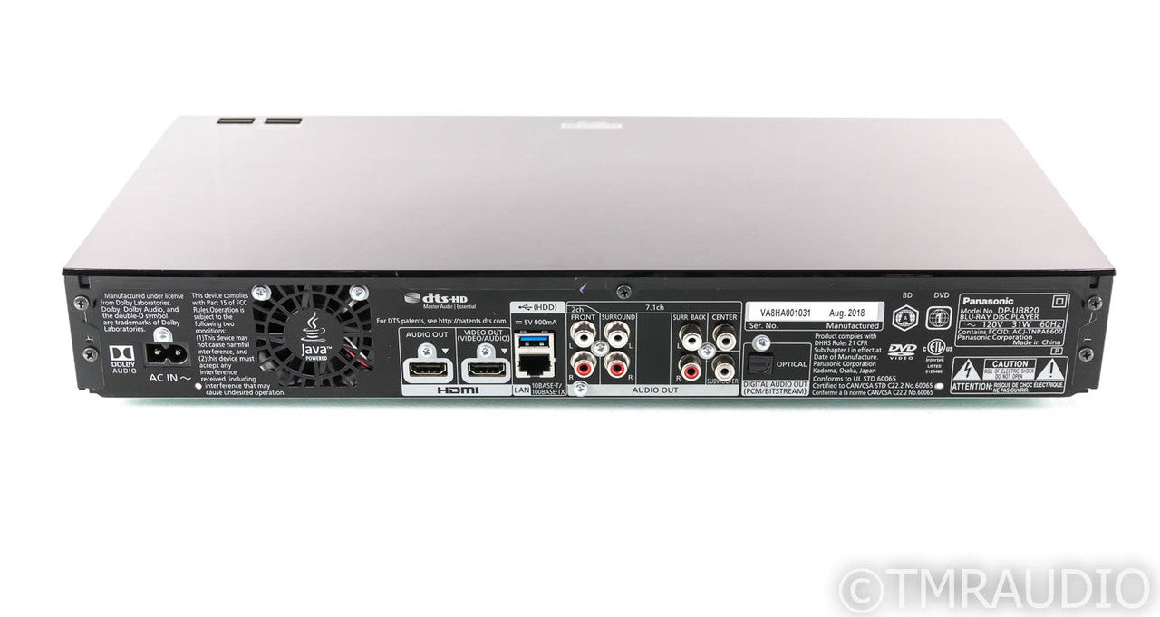 Panasonic DP-UB820 4K UHD Blu-Ray Player; DPUB820; HDR; Dolby Vision; Remote