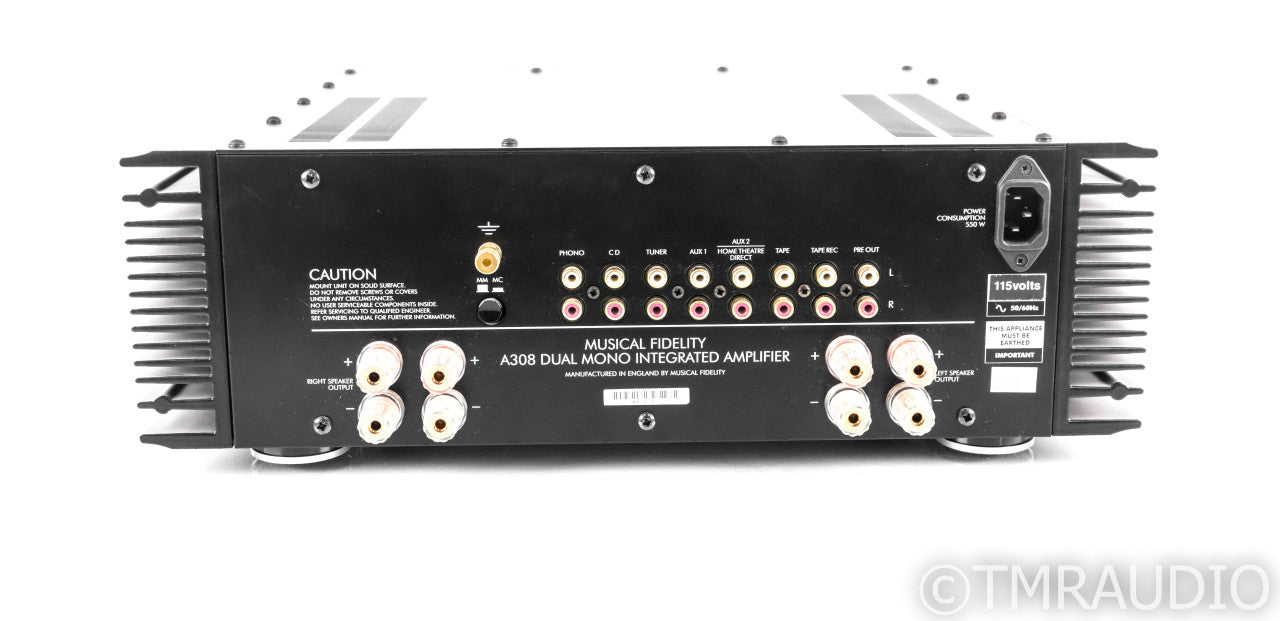 Musical Fidelity A308 Dual Mono Power Amplifier; A-308; Remote; MM Phono