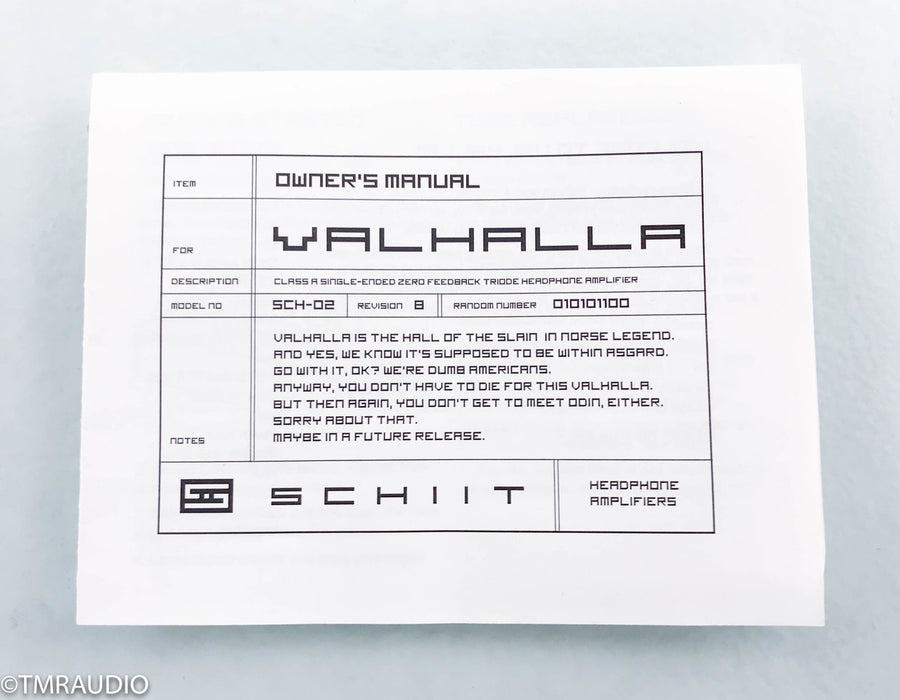 Schiit Valhalla Tube Headphone Amplifier
