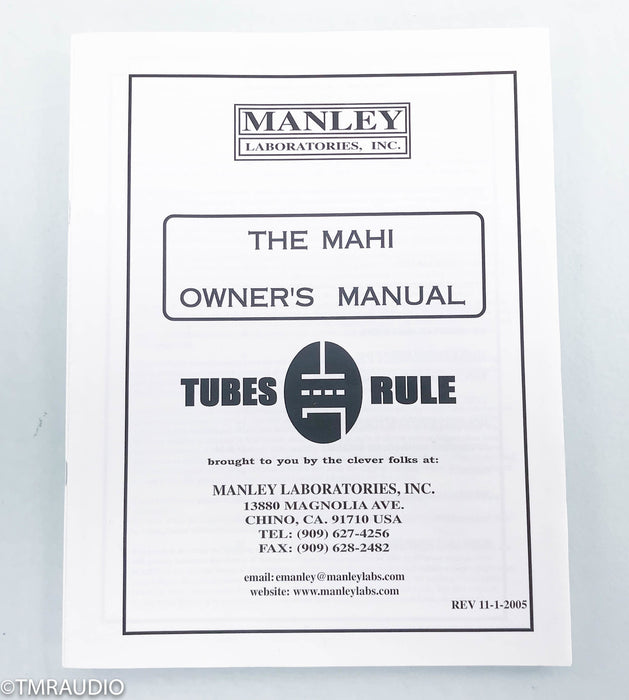 Manley Laboratories Mahi Mono Tube Power Amplifier