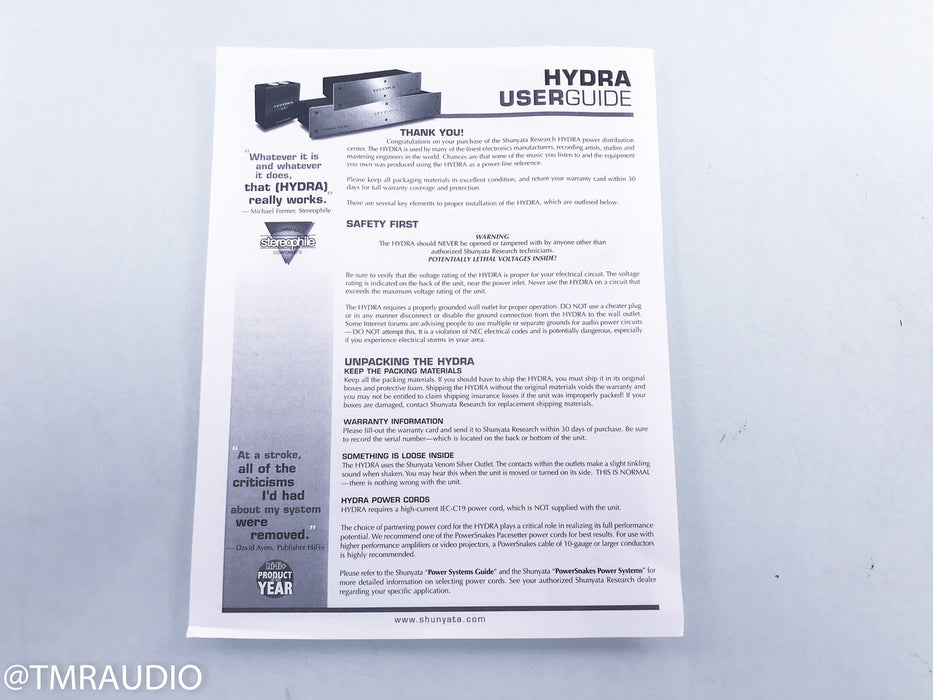 Shunyata Research Hydra AV Power Conditioner