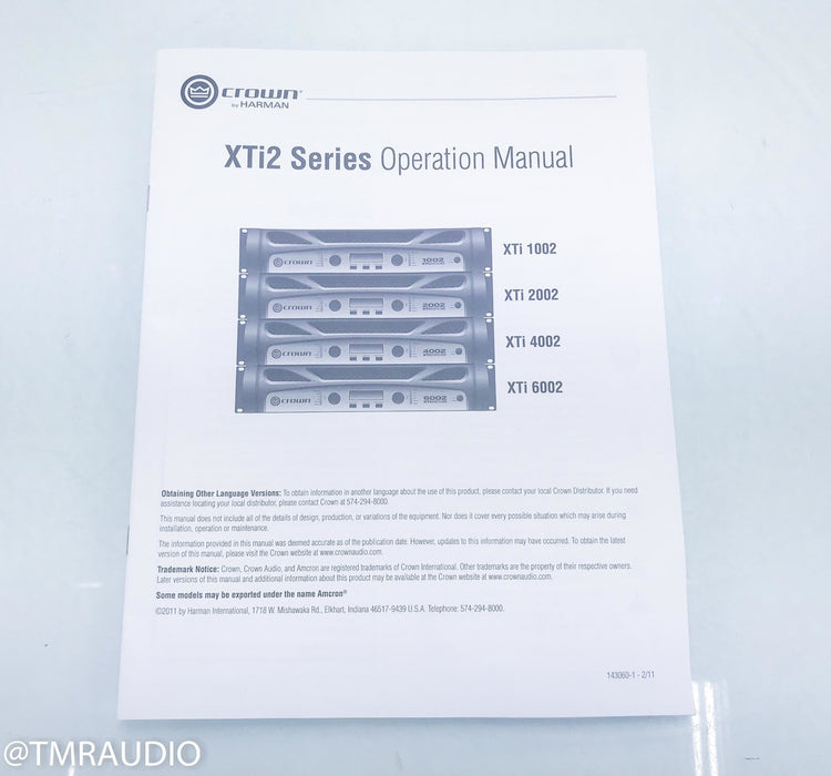 Crown XTi 1002 Stereo Power Amplifier