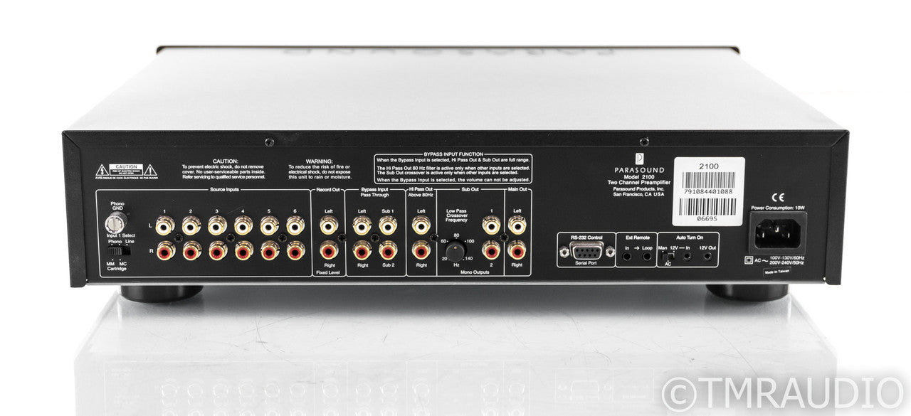 Parasound Model 2100 Stereo Preamplifier; Remote; MC/MM Phono