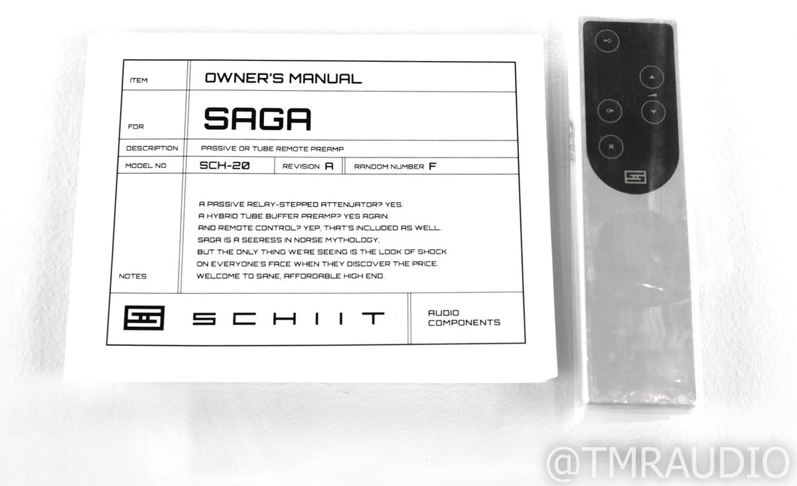 Schiit Saga Tube Hybrid Stereo Preamplifier; Remote
