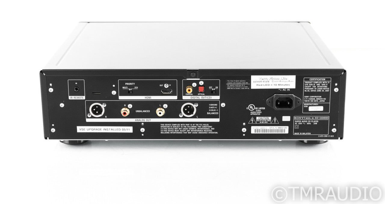 Sony SCD-XA5400ES SACD / CD Player; Valve State Terra Firma Lite Balanced Mod