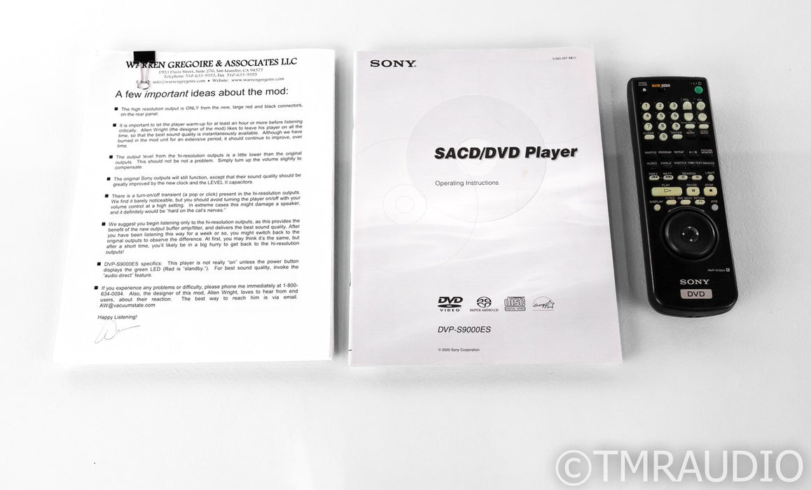 Sony DVP-S9000ES SACD / DVD Player; Vacuum State Electronics Level 6 Mod
