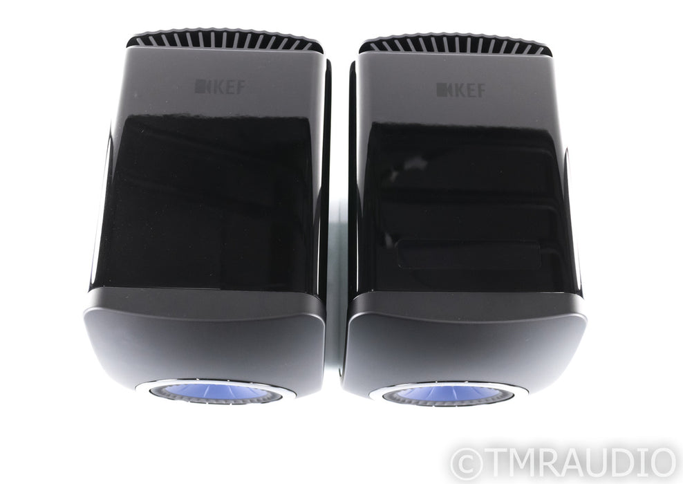 KEF LS50W Wireless Powered Bookshelf Speakers; Gloss Black / Blue Pair; LS-50W