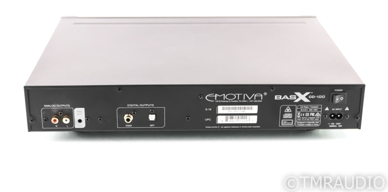 Emotiva BASX CD-100 CD Transport; AS-IS (Intermittent Drive Noise; No Remote)