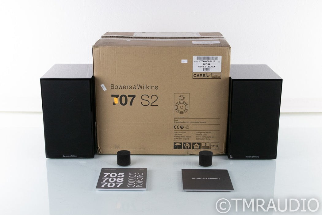 B&W 707 S2 Bookshelf Speakers; Gloss Black Pair; 707S2