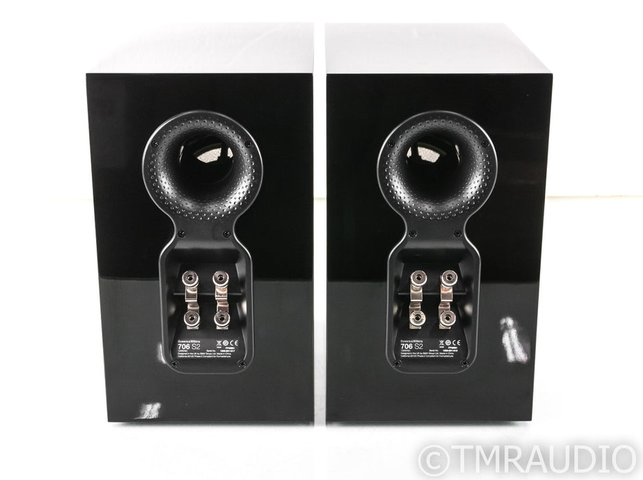 B&W 706 S2 Bookshelf Speakers; Gloss Black Pair; 706S2
