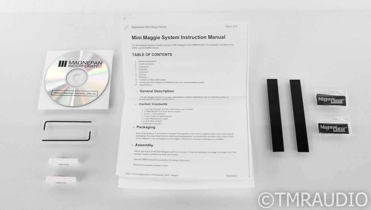 Magnepan Mini Maggie Planar Magnetic Speaker System; Cherry Pair w/ Subwoofer